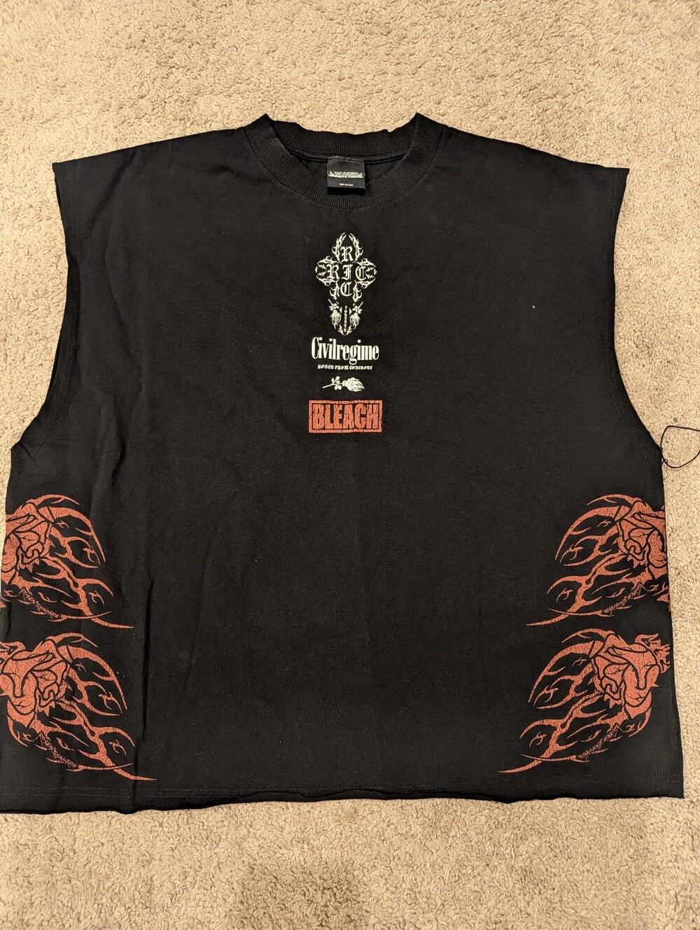 Civil Regime x BLEACH Renji Abarai Sleeveless Tee Black Large NWT
